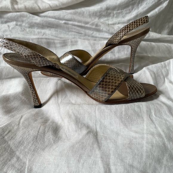 Manolo Blahnik Leather Slingback Sandals - Picture 4 of 11